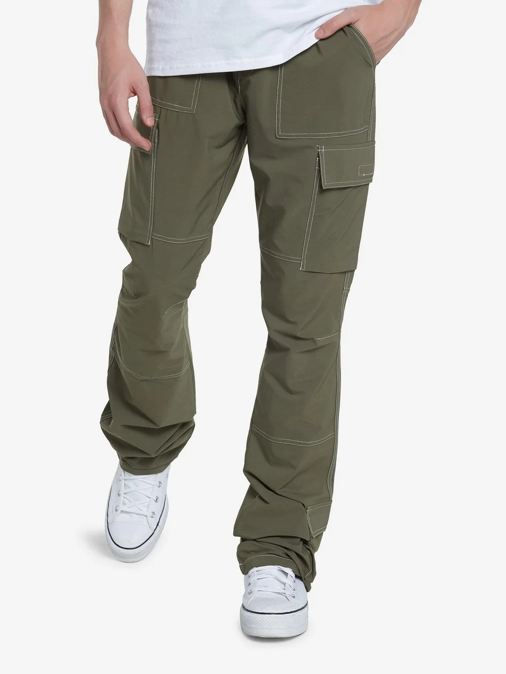 Hot Topic American Stitch Mens Olive Green Contrast Stitch Cargo Pants NWT Small